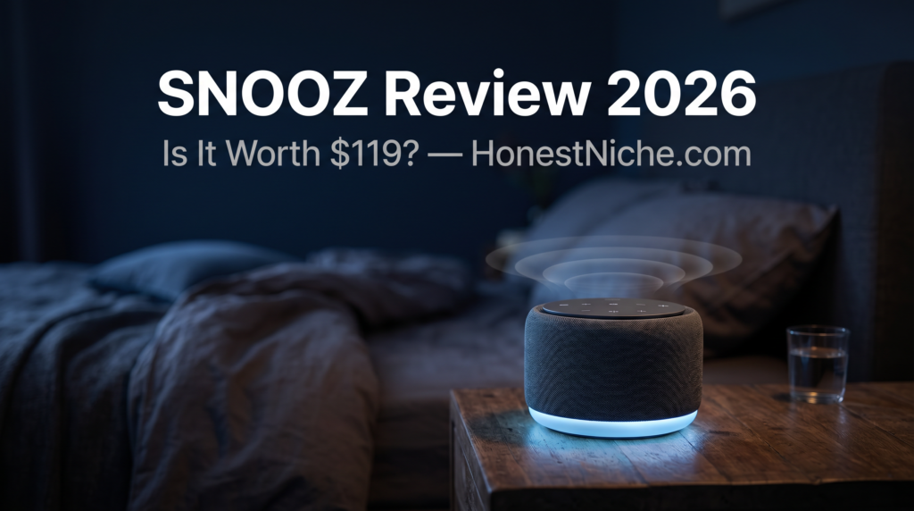 SNOOZ white noise machine review 2026 — real fan sound and Bluetooth app tested by HonestNiche