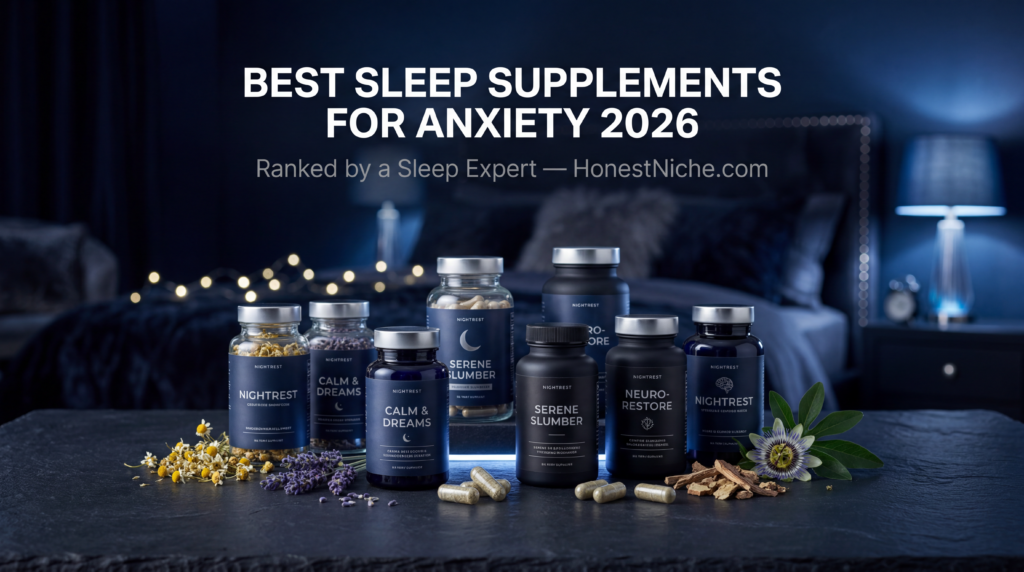 Best sleep supplements for anxiety 2026 — ranked by cortisol reduction and sleep evidence by HonestNiche